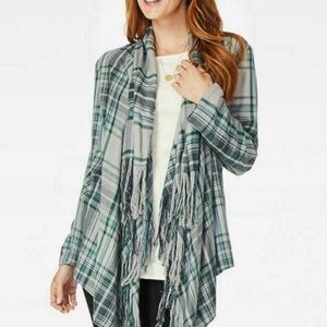 Matilda Jane Flannel Plaid Fringe Kimono Cardigan